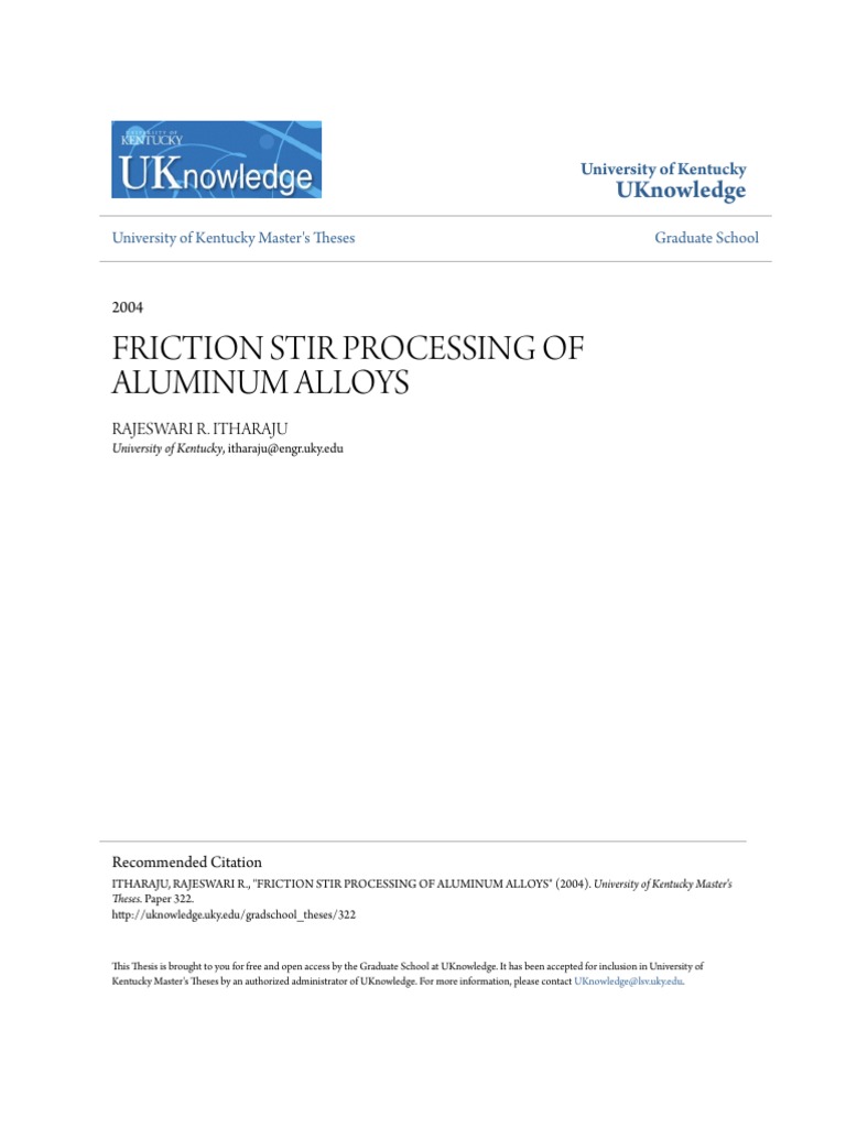 Friction Stir Processing of Aluminum Alloys | PDF | Microstructure ...