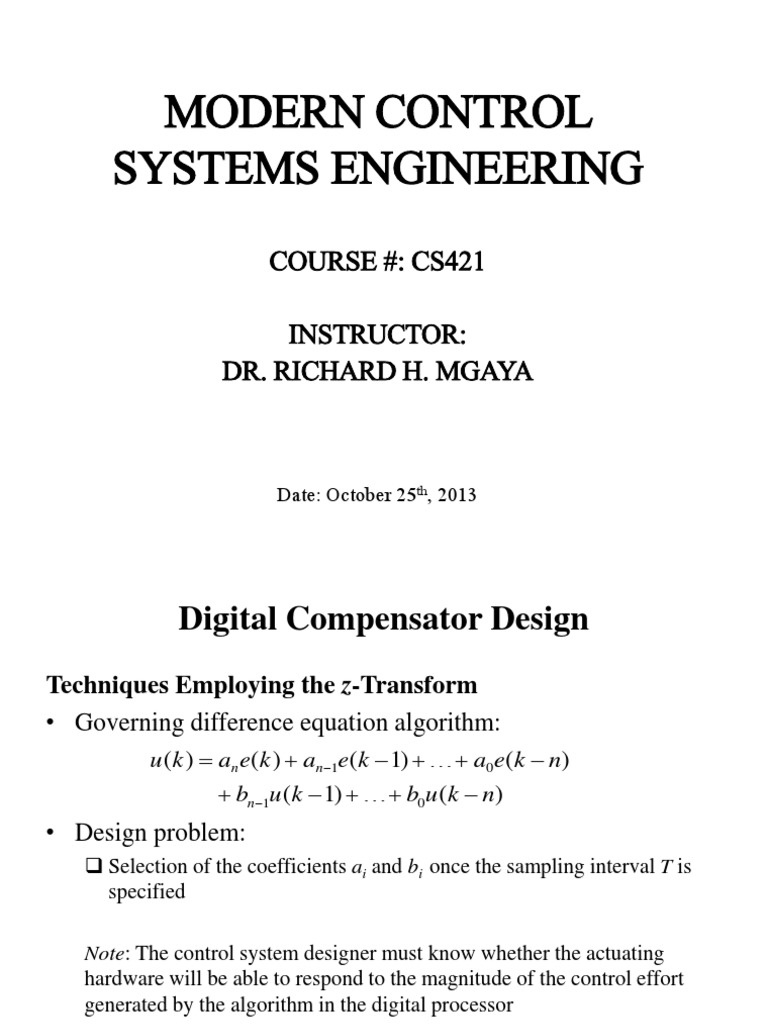 Modern Control Sys-Lecture Vi PDF | PDF | Control Theory | Systems Theory