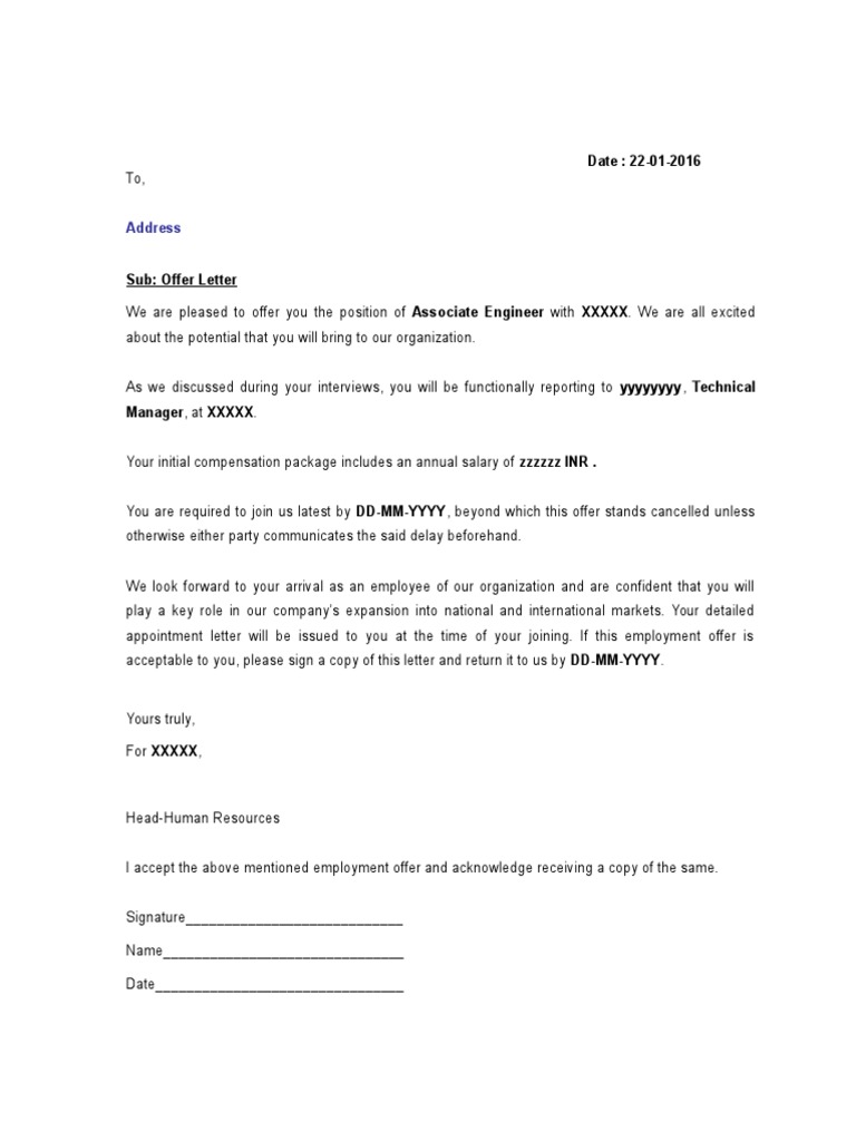 Associate Engineer Offer Letter | PDF