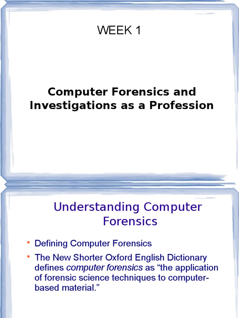 Week 1: Computer Forensics and Investigations As A Profession | PDF ...