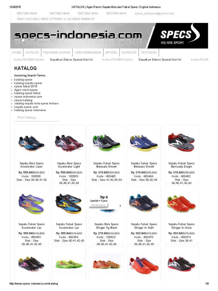 KATALOG Agen  Resmi Sepatu  Bola Dan Futsal Specs Original 