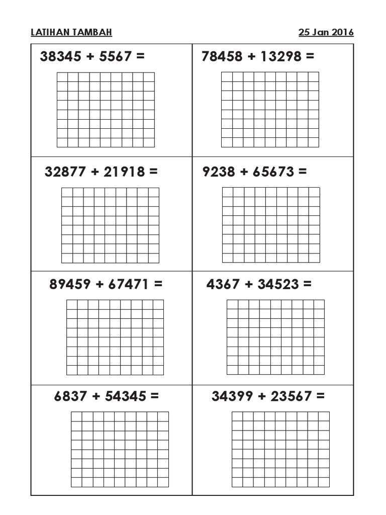 Latihan Tambah Matematik Tahun 3 Pdf