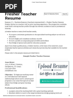 Fresher Teacher Resume Sample