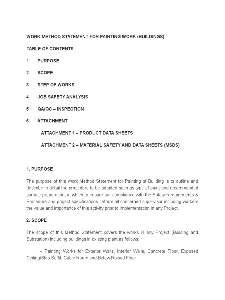 Work Method Statement For Painting Work PDF Paint Acrylic Paint