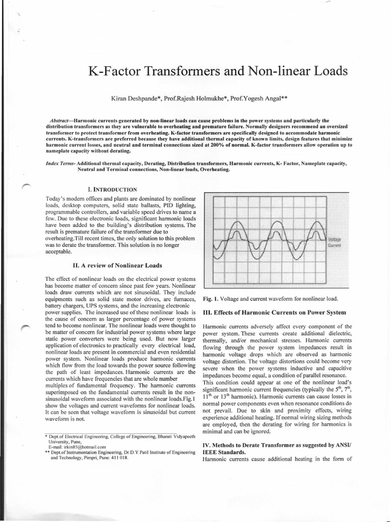 K Factor Transformers Transformer Electrical Impedance