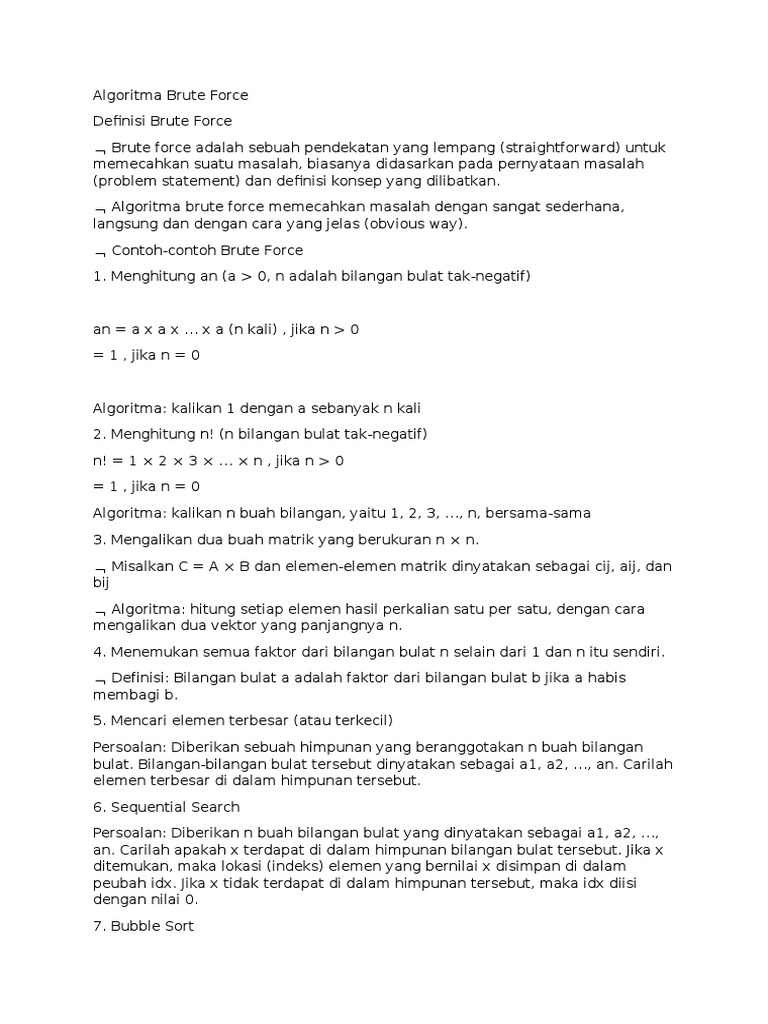 Algoritma Brute Force | PDF