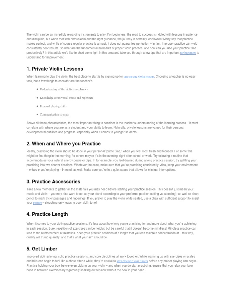 How To Improve Your Violin Skills Fast | PDF | Violin | Entertainment ...