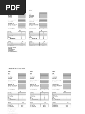Multi Crane Lift Calcs Pdf Crane Machine Construction Equipment