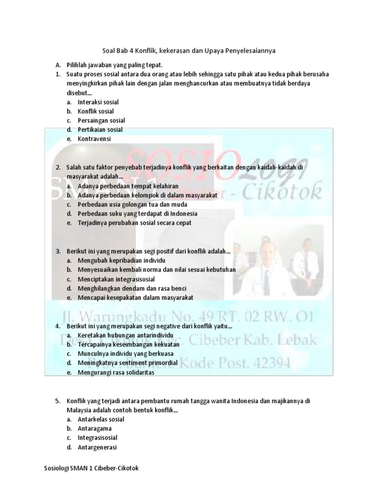 5 Soal Kelas Xi Konflik Dan Penyelesaiannyaa