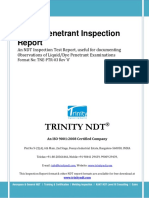 Liquid Dye Penetrant Inspection NDT Sample Test Report Format