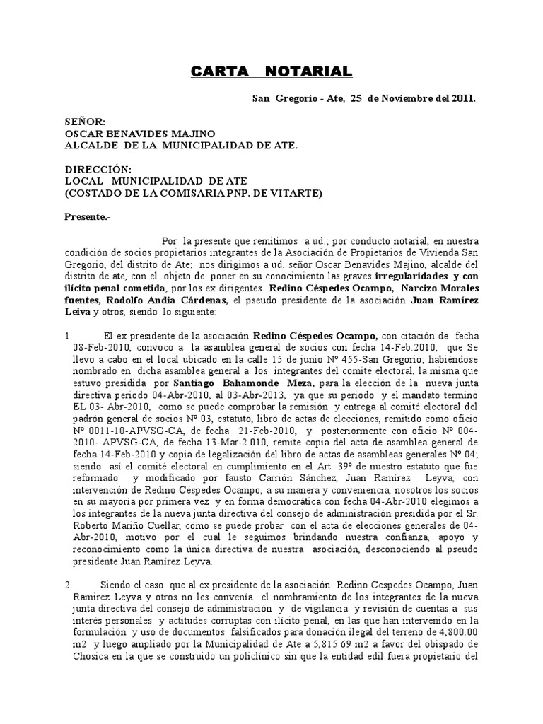 Carta Notarial | PDF | Alcalde | Justicia