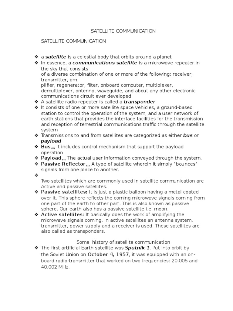 Overview of Satellite Communication | PDF | Satellite | Communications ...