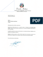 Carta de Condolencias Del Presidente Danilo Medina A Minerva Núñez