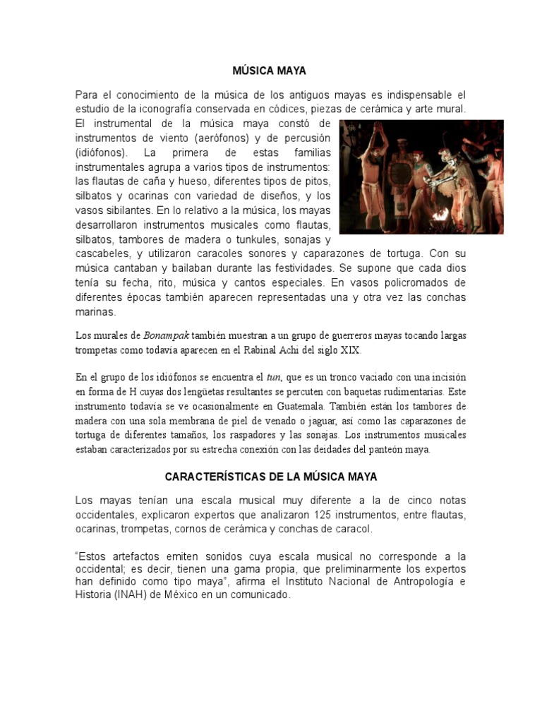 Musica Maya Civilizacion Maya Instrumentos Musicales