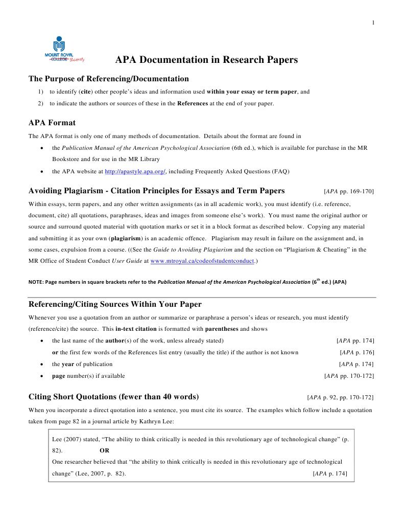 APA Citation Guidelines for Research Papers | PDF | Citation | Apa Style