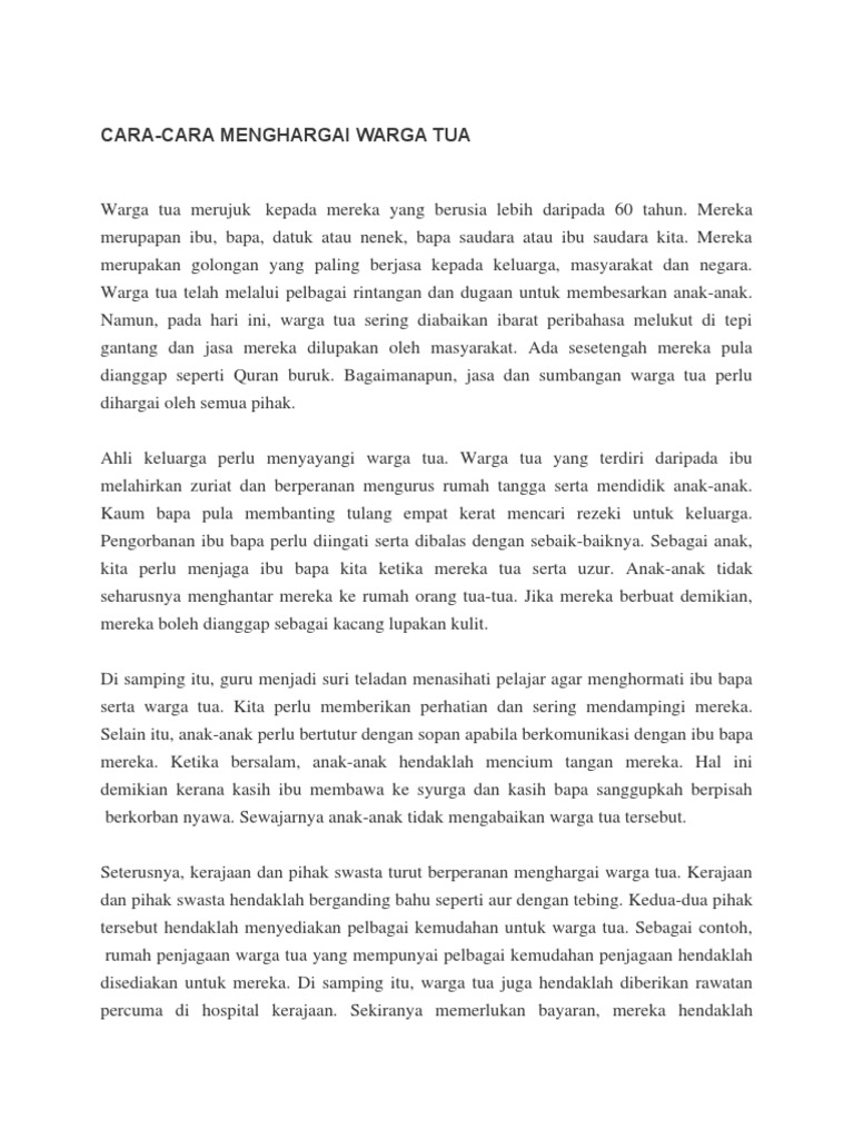 Karangan Spm Warga Tua Pdf