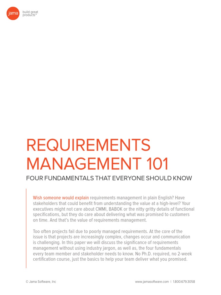 Jama Requirements Management 101 EDU Quality Assurance Leadership