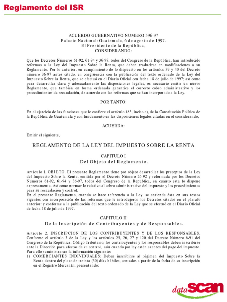 Reglamento Del ISR | PDF | Impuesto sobre la renta | Impuestos