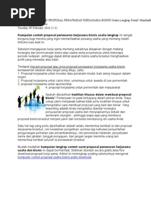 Kumpulan Contoh Proposal Penawaran Kerjasama Bisnis Usaha