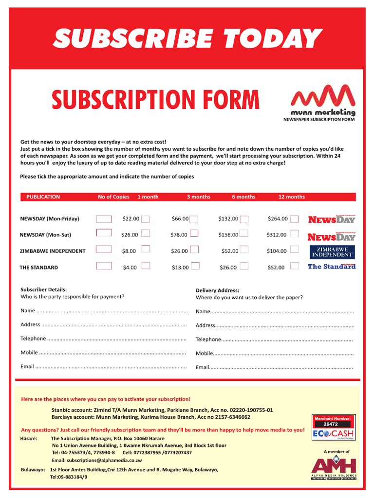 Newspaper Subscription Form