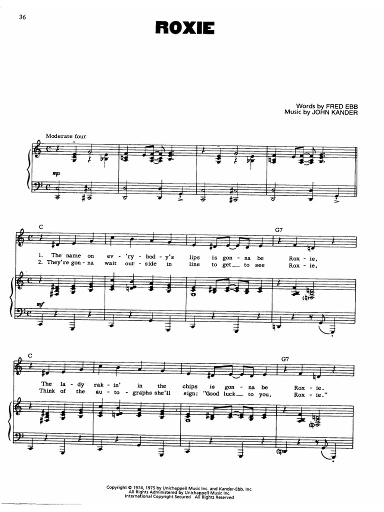 Chicago Roxie SheetMusicDownload | PDF
