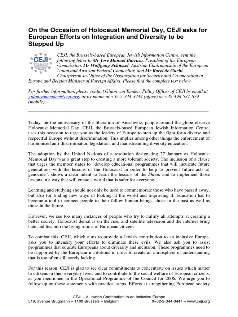 2006-01-27 Statement Holocaust Memorial Day | PDF | The Holocaust ...