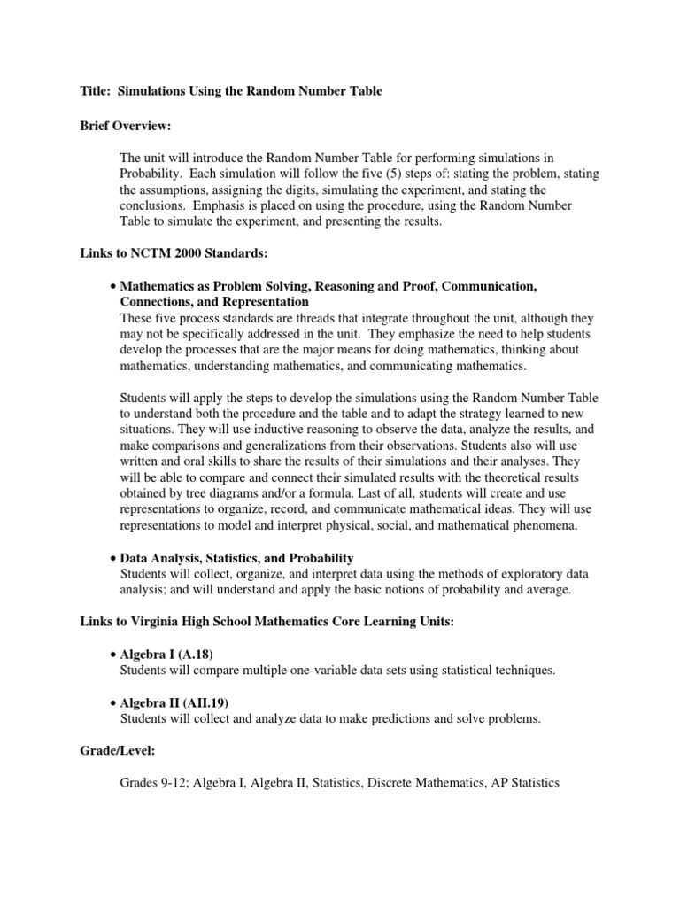Random Number Table | PDF | Randomness | Statistics