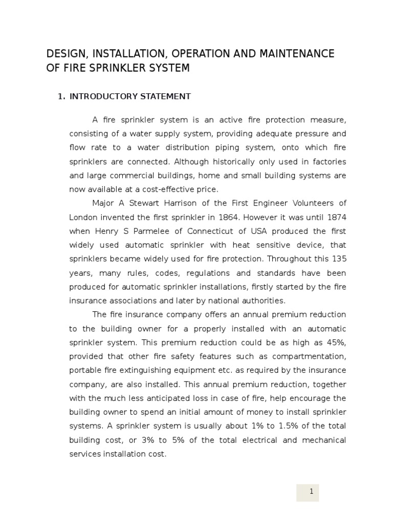 Fire Sprinkler System Design Guide | PDF | Fire Sprinkler System ...