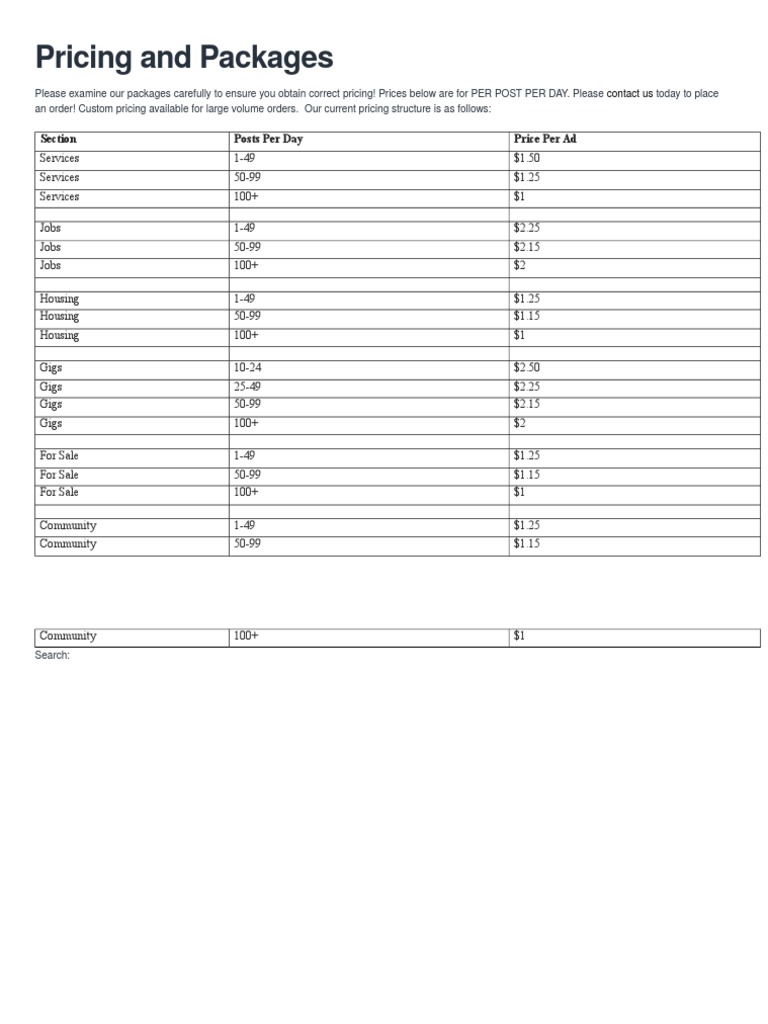 Pricing and Packages | PDF