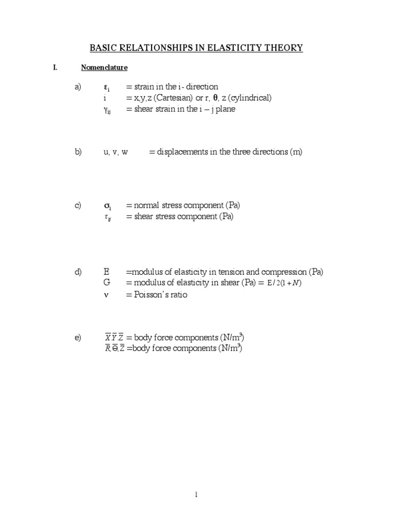 Elasticity Theory: Strain and Stress Relations | PDF