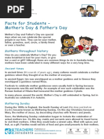 Mother's and Father's Days Facts