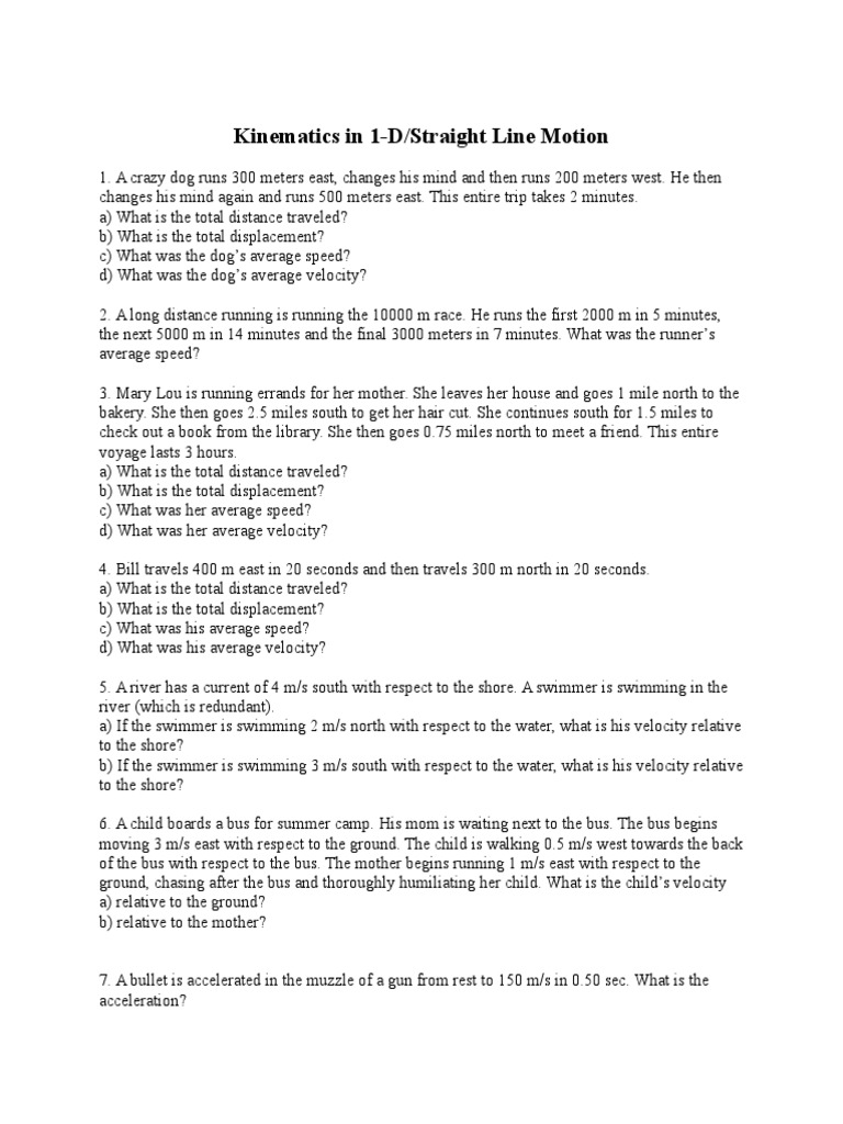 worksheet Kinematics Worksheet all kinematics worksheet acceleration speed