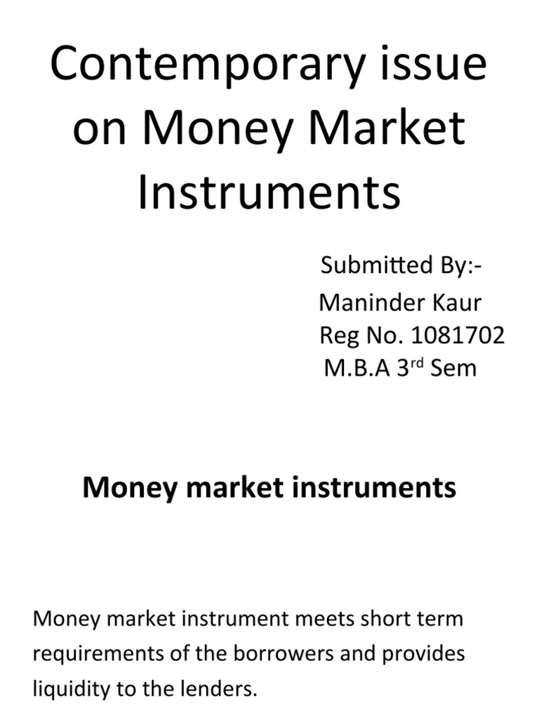 Overview of Money Market Instruments | PDF | Money Market | United ...