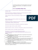 Lista de Productos Evidencia de Aprendizaje