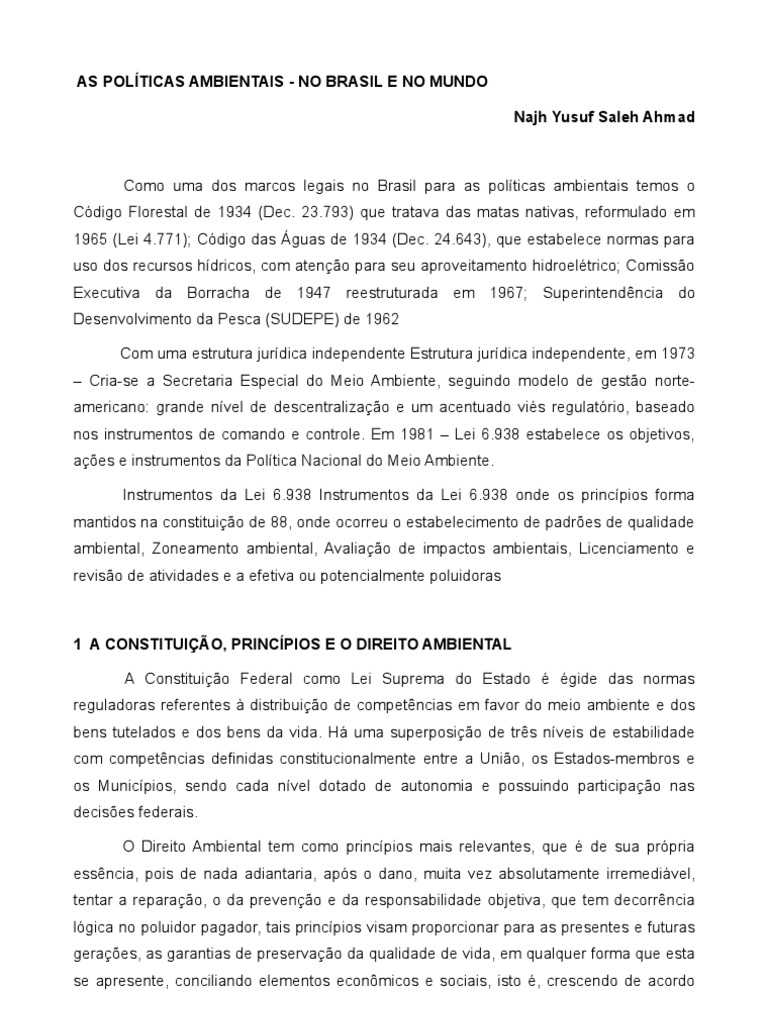 Políticas Ambientais no Brasil e Mundo | PDF | Constituição | Política