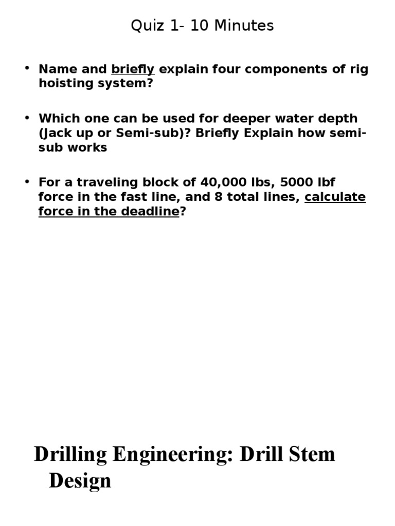 Quiz 110 Minutes Hoisting System? PDF Deformation (Engineering