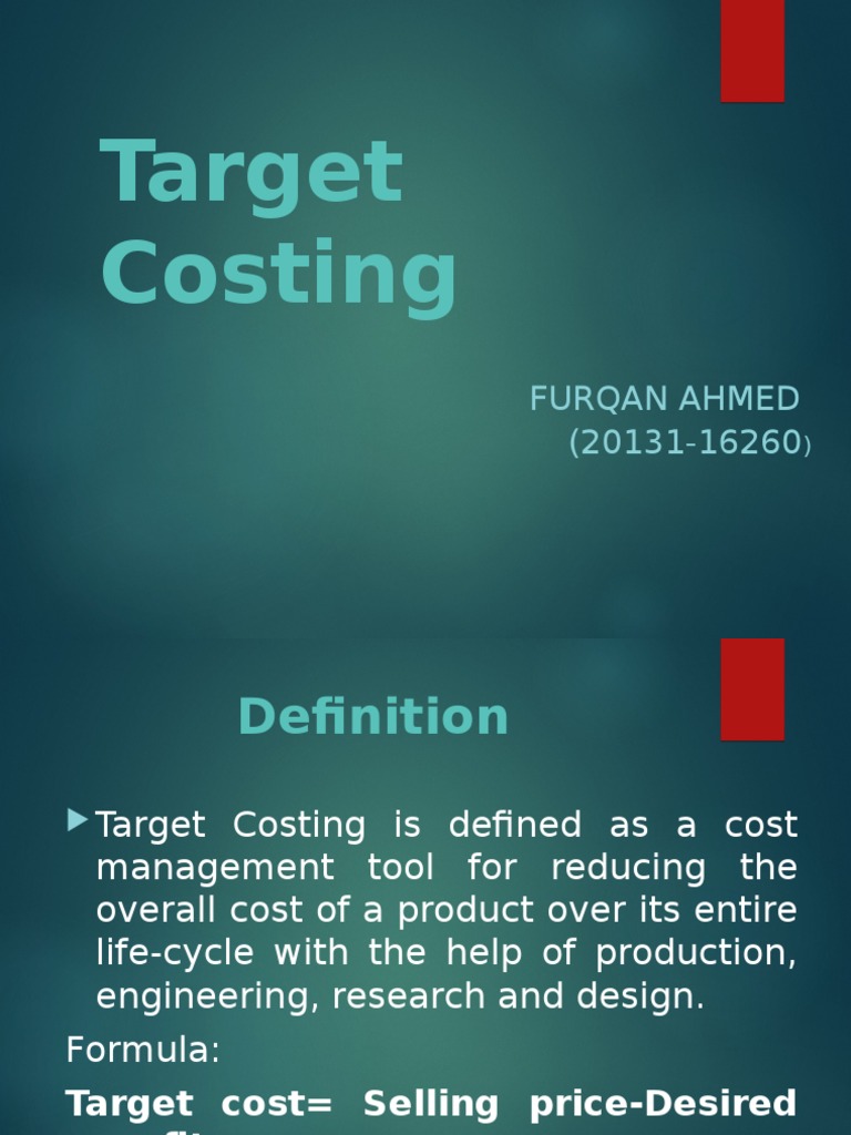 Target Costing PDF Marketing Economics