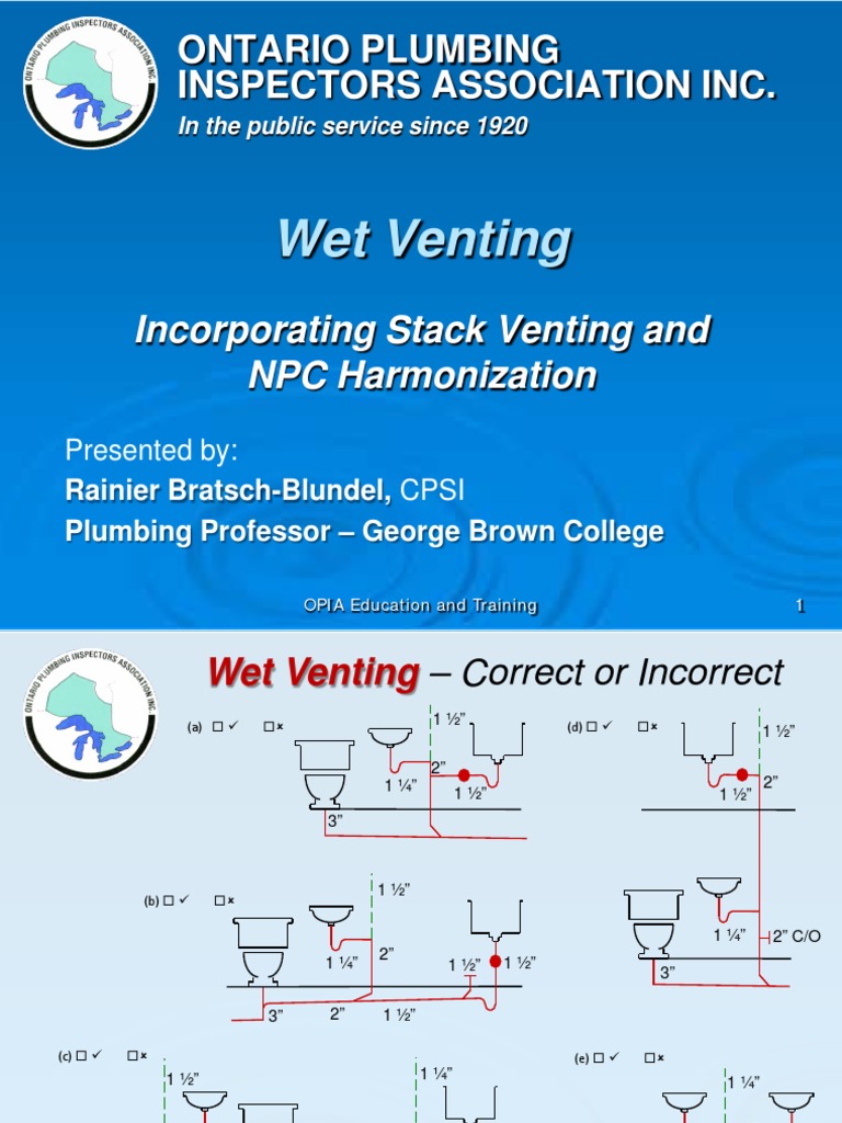 Wet Venting Plumbing Pipe (Fluid Conveyance)