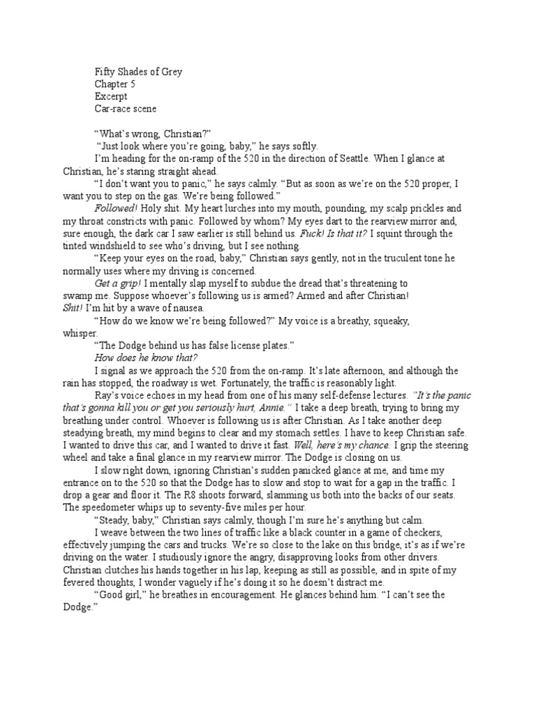 Fifty Shades Of Grey Excerpt Car Race Traffic Automotive Industry