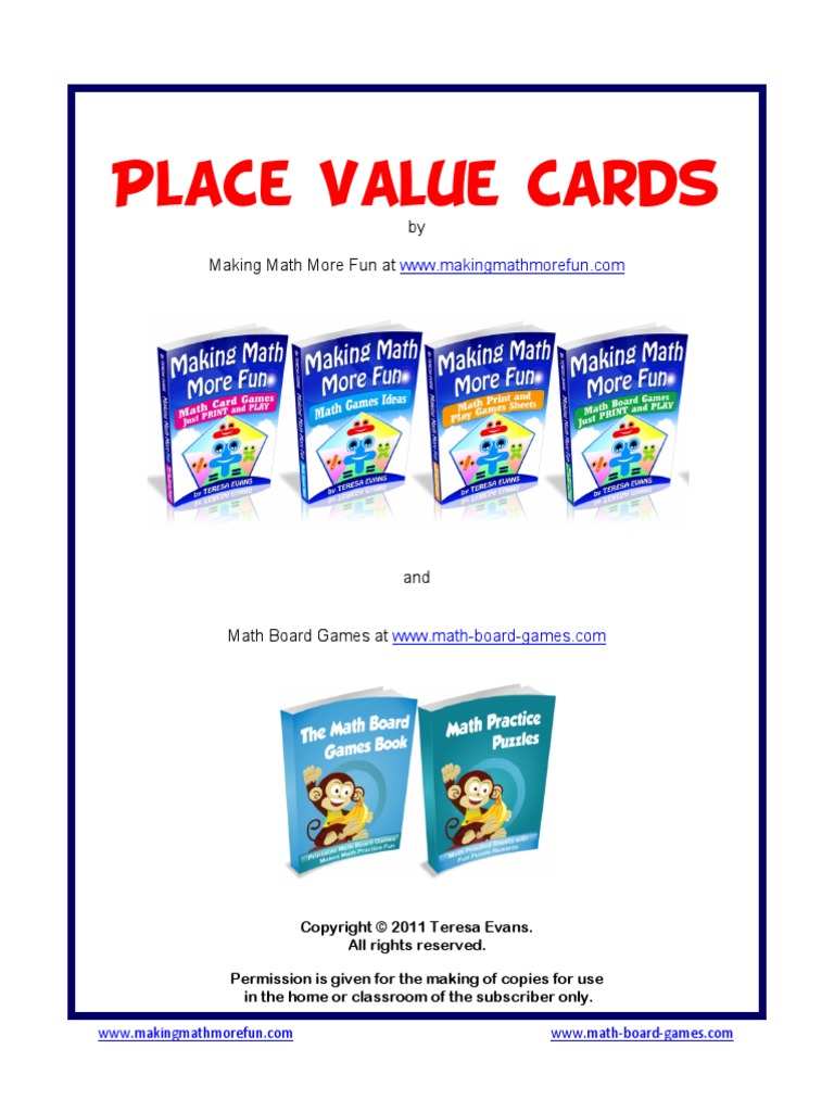 Place Value Cards | PDF | Teaching Mathematics | Science