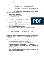 Informe Del 13 y 23 de Julio de 2015