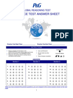 Practice Reasoning Test Answer Sheet