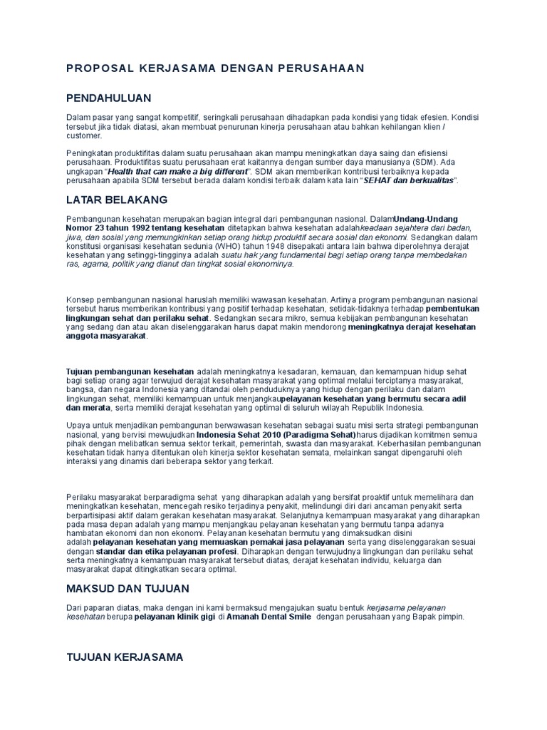 Proposal Kerjasama Klinik