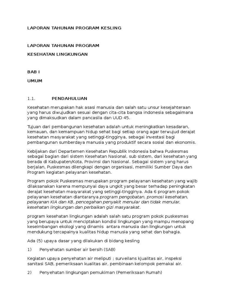 Contoh Laporan Tahunan Kesling
