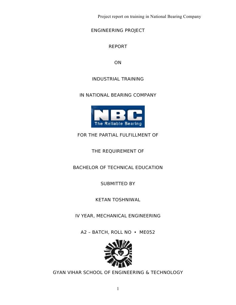 Training Report of NBC Bearing | PDF | Bearing (Mechanical) | Steel