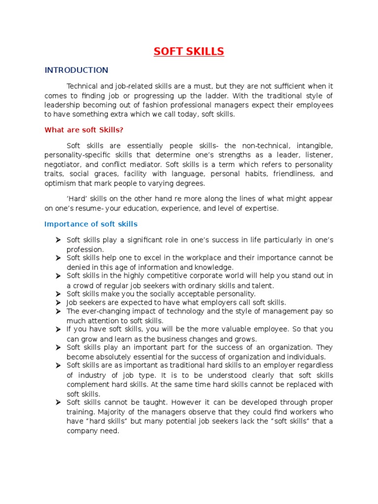 Soft Skills | PDF | Skill | Employment
