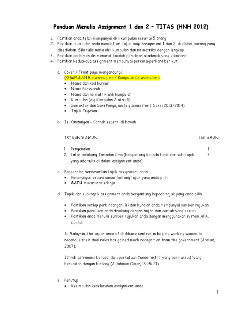 20151203111226panduan Menulis Assignment TITAS | PDF
