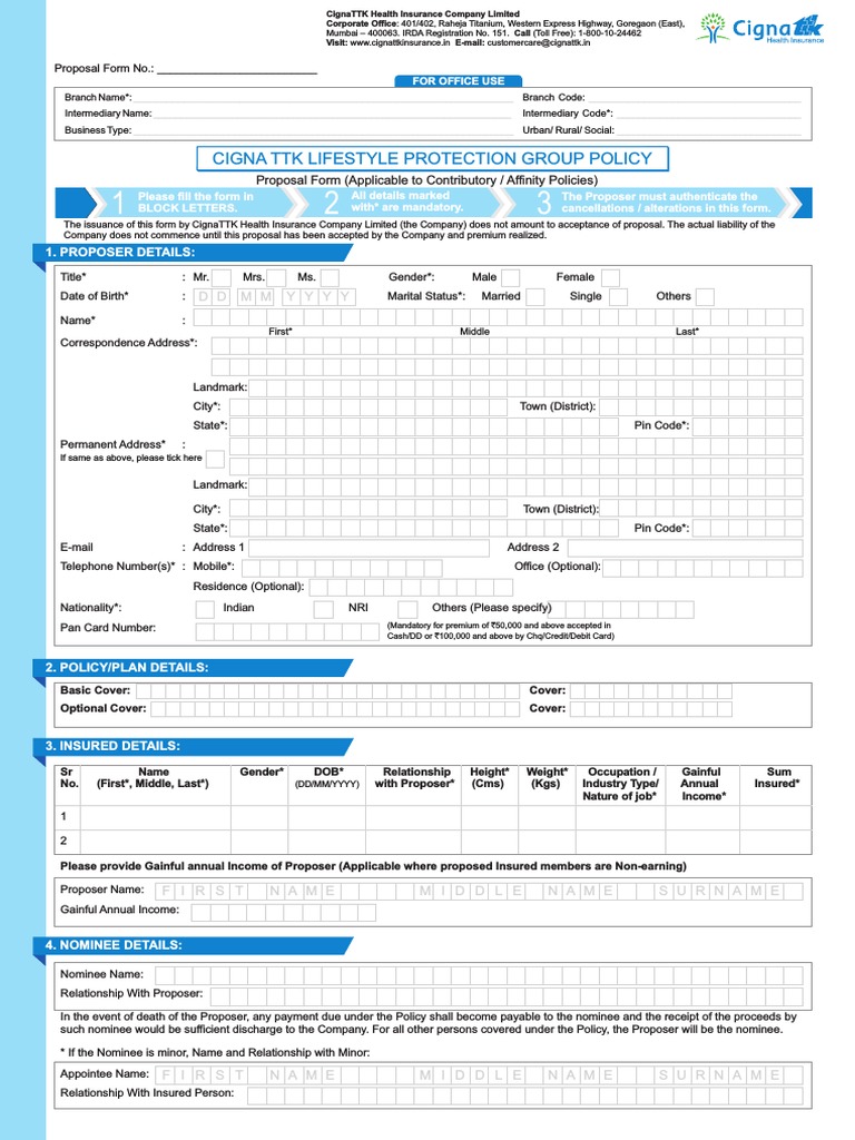 Cigna Ttk Lifestyle Protection Group Policy Health Insurance Insurance Cheque