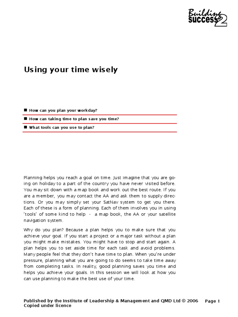Using Your Time Wiselypdf Time Management Computer File