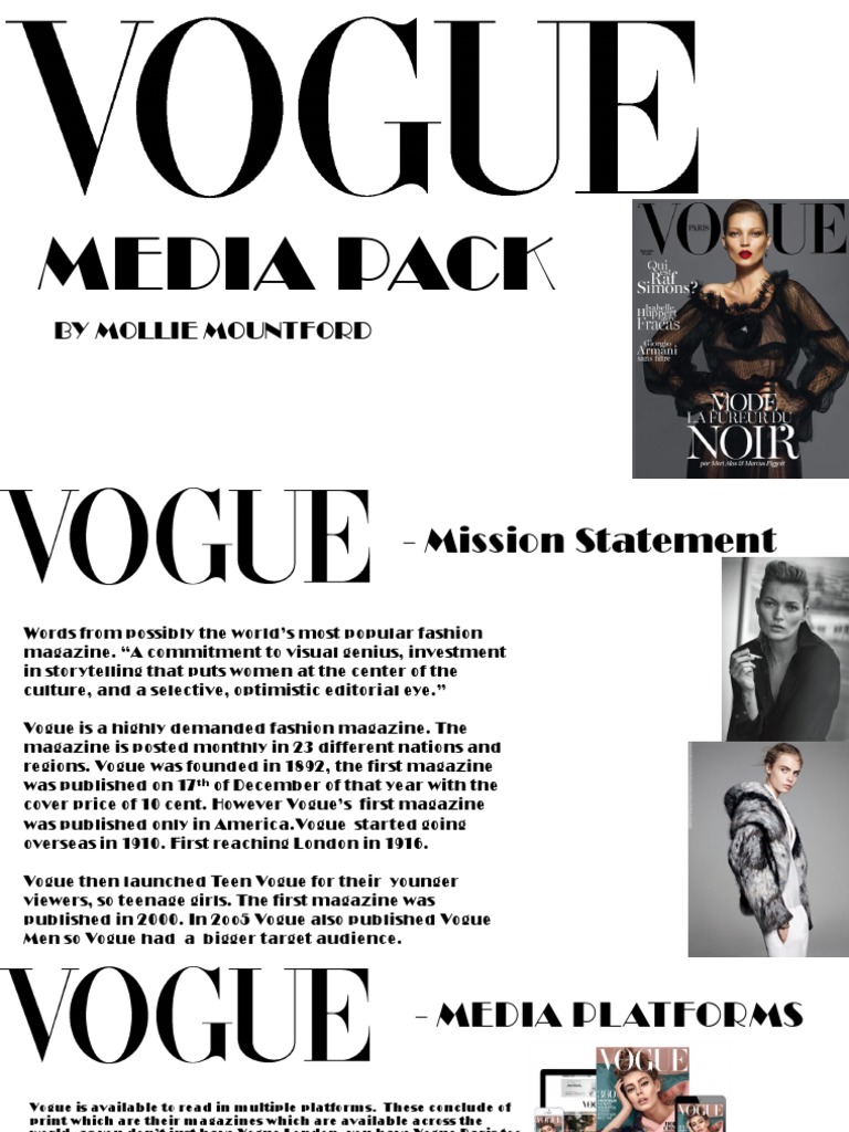 Media Pack PDF Magazines Vogue Magazine 